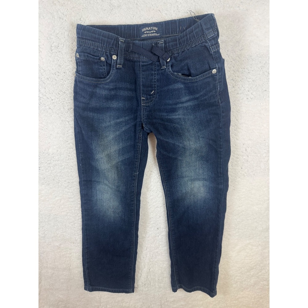 Signature by Levi Strauss &‎ Co womens Jeans Dark Wash Denim Pants Elastic Waist